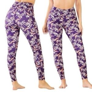 Fabletics Define PowerHold High Waisted Leggings Arcadia Puprle Floral Size S